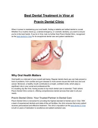 Best Dental Treatment in Virar at Pravin Dental Clinic