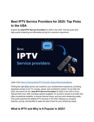 Best IPTV Service Providers for 2025_ Top Picks in the USA