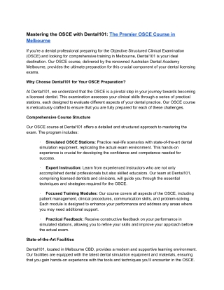 OSCE course Melbourne _  Dental101