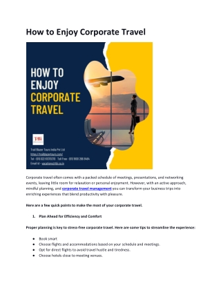 How to Enjoy Corporate Travel