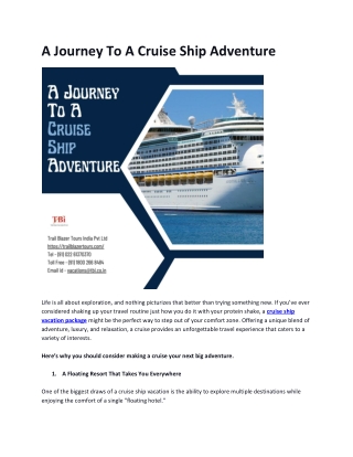 A Journey To A Cruise Ship Adventure