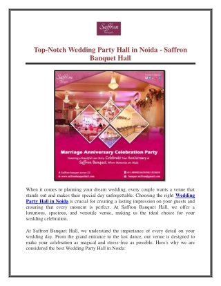 Top-Notch Wedding Party Hall in Noida - Saffron Banquet Hall