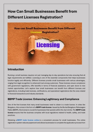 How Can Small Businesses Benefit from Different Licenses Registration?