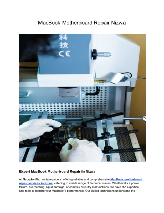 MacBook Motherboard Repair Nizwa