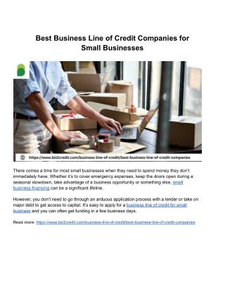 Best Business Line of Credit Companies for Small Businesses