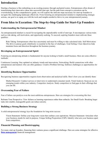 **From Idea to Execution: The Step-by-Step Guide for Start-Up Founders**