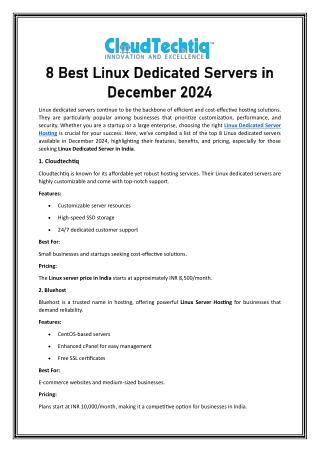 8 Best Linux Dedicated Servers in December 2024