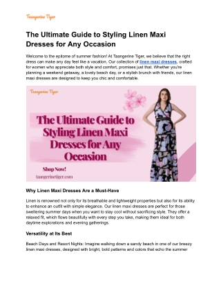The Ultimate Guide to Styling Linen Maxi Dresses for Any Occasion