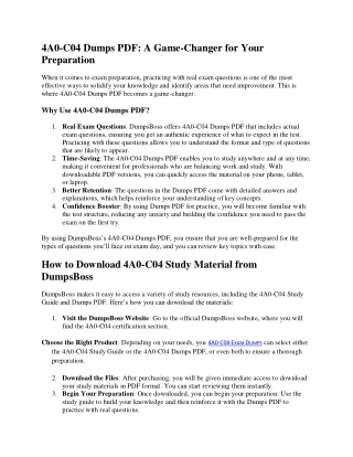 4A0-C04 Study Guide by DumpsBoss Boost Your Exam Preparation