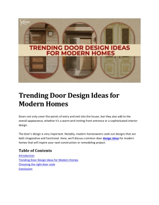 Trending Door Design Ideas for Modern Homes......