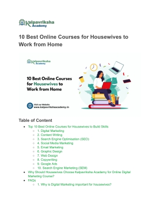 “Top Online Courses for Housewives: Build Skills & Work From Home”