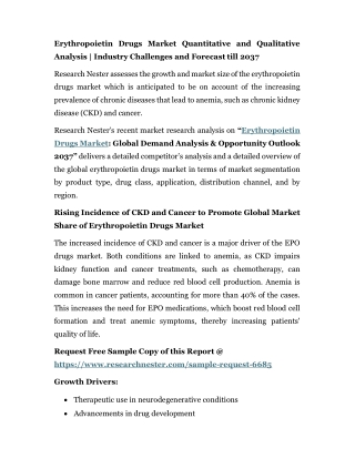 Erythropoietin Drugs Market