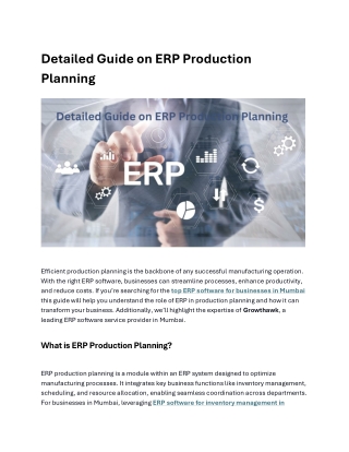 Detailed Guide on ERP Production Planning