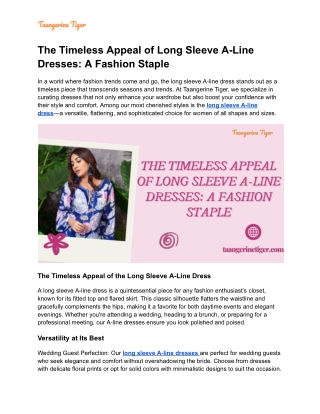 The Timeless Appeal of Long Sleeve A-Line Dresses_ A Fashion Staple