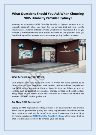 What Questions Should You Ask When Choosing NDIS Disability Provider Sydney?