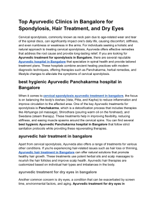 Top Ayurvedic Clinics in Bangalore for Spondylosis, Hair Treatment, and Dry Eyes (1)