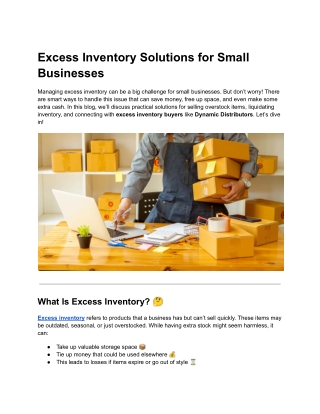 Excess Inventory Solutions for Small Businesses