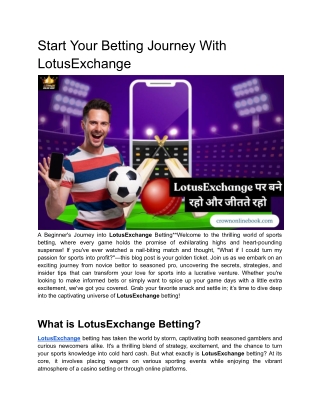 A Beginner's Journey into LotusExchange Betting
