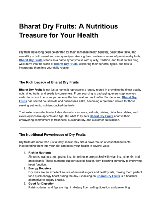 Bharat Dry Fruits_ A Nutritious Treasure for Your Health