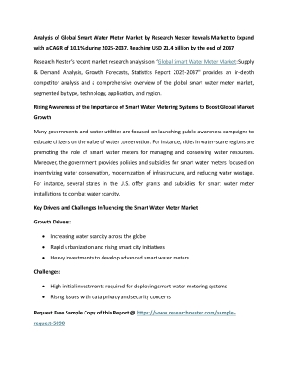 Smart Water Meter Market trends 2037