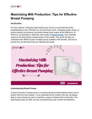 Maximizing Milk Production_ Tips for Effective Breast Pumping