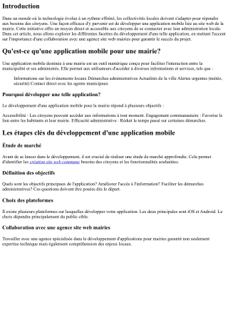 “Développer une application mobile liée au site web de la mairie”