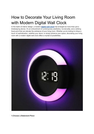 Modern Digital Wall Clock Ideas for Your Living Room