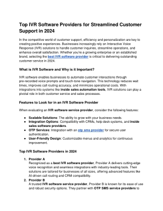 Top IVR Software Providers for Streamlined Customer Support in 2024