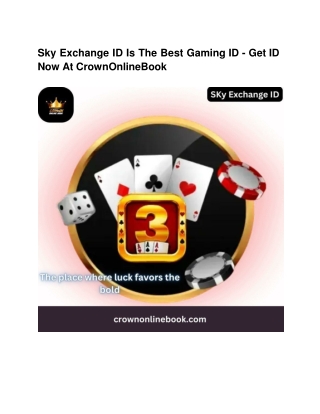 Sky Exchange ID Is The Best Gaming ID - Get ID Now At CrownOnlineBook