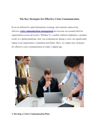 The Key Strategies for Effective Crisis Communication
