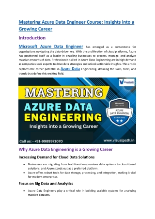 Azure Data Engineer Training Online | Microsoft Azure Data
