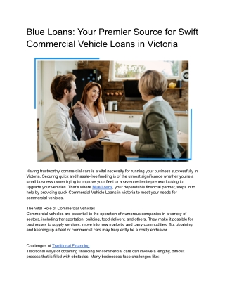 Truck Loan in Victoria