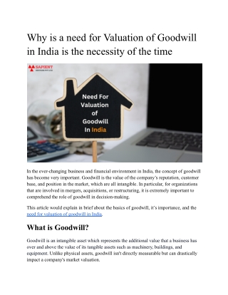 Why is the need for Goodwill Valuation in the Indian market is the necessity of the time