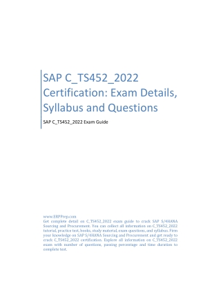SAP C_TS452_2022 Certification: Exam Details, Syllabus and Questions