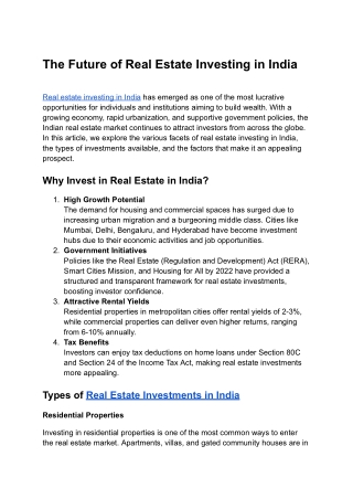 The Future of Real Estate Investing in India