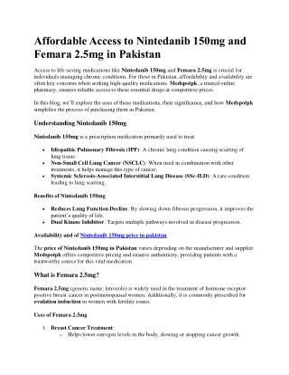 Affordable Access to Nintedanib 150mg and Femara 2