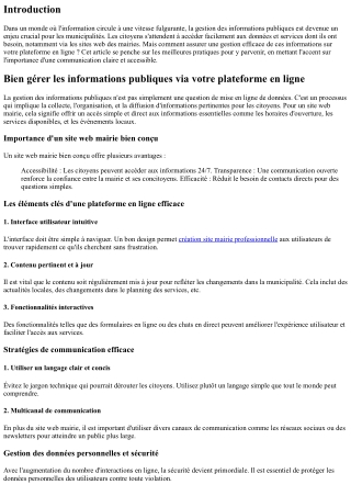 “Bien gérer les informations publiques via votre plateforme en ligne”