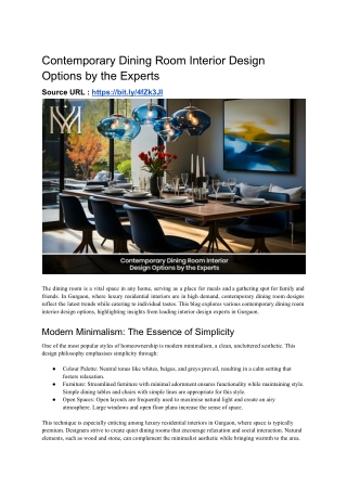 Contemporary Dining Room Interior Design Options by the Experts - MWM Spaces - Nov'24