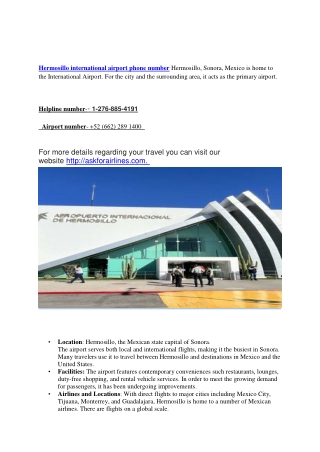Hermosillo international airport phone number