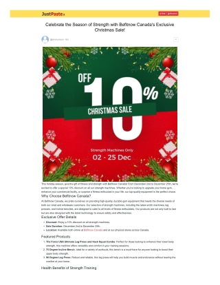 Christmas Sale EVents Befitnow Canada December