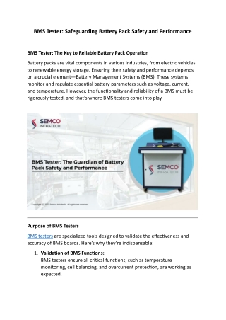 BMS Tester Safeguarding Battery Pack Safety and Performance
