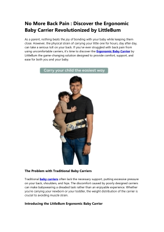 Revolutionize Babywearing: The Ergonomic Baby Carrier by LittleBum for Pain-Free