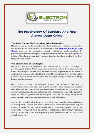 The Psychology Of Burglary And How Alarms Deter Crime