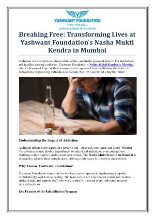 Affordable Nasha Mukti Kendra in Mumbai for Long-Term Sobriety