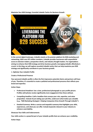 Maximize Your B2B Strategy Essential LinkedIn Tactics for Business Growth