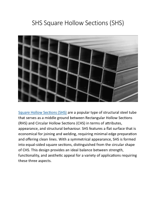 SHS Square Hollow Sections