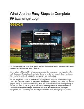 What Are the Easy Steps to Complete 99 Exchange Login