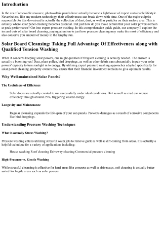 Photovoltaic Panel Cleansing: Maximizing Effectiveness with Specialist Pressure