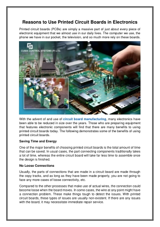 Reasons to Use Printed Circuit Boards in Electronics