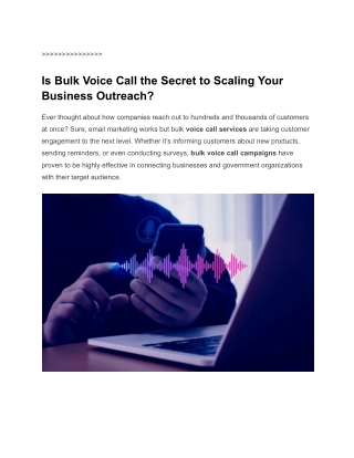 Is Bulk Voice Call the Secret to Scaling Your Business Outreach?